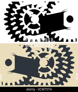 Electric motor gear reduction close-up stylized vector illustrations Stock Vector