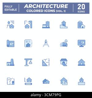 Architecture Colored Icons (Vol.1) Stock Vector