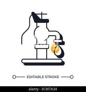 Tap with dripping water offset shadow line icon Stock Vector