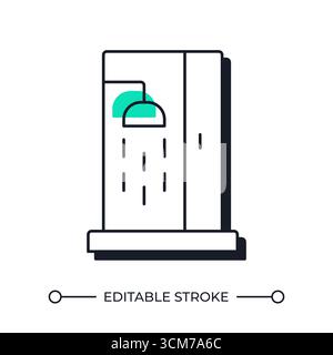 Shower cabin offset shadow line icon Stock Vector