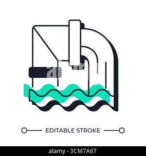 Water sources overuse offset shadow line icon Stock Vector