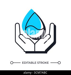 Protect water resources offset shadow line icon Stock Vector