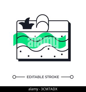 Groundwater exploration offset shadow line icon Stock Vector