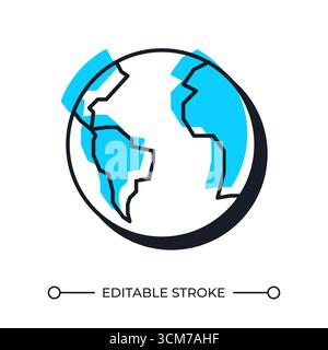 Earth globe offset shadow line icon Stock Vector