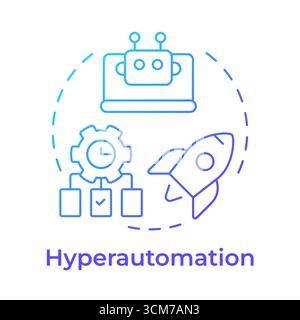 Hyperautomation blue gradient concept icon Stock Vector