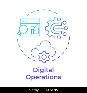 Digital operations blue gradient concept icon Stock Vector