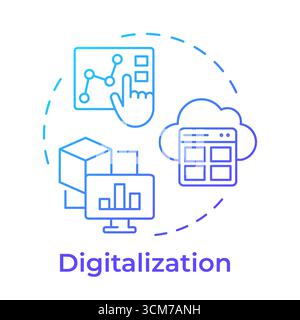 Digitalization blue gradient concept icon Stock Vector