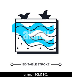 Underground stream offset shadow line icon Stock Vector