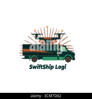 SwiftShip Logi Business App Icon: Modern Logistics Stock Vector