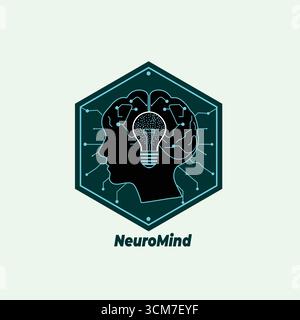 Neuro Mind Business App Icon: Modern Symbol for Product AI Stock Vector