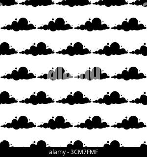 Cloud Seamless Pattern With Balck and White Color Stock Vector