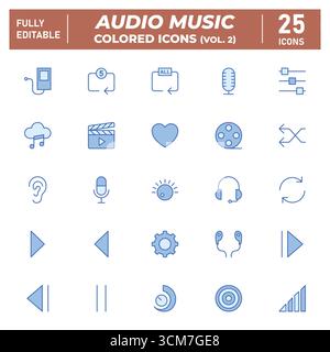 Audio Music Colored Icons (Vol. 2) Stock Vector