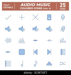Audio Music Colored Icons (Vol. Stock Vector