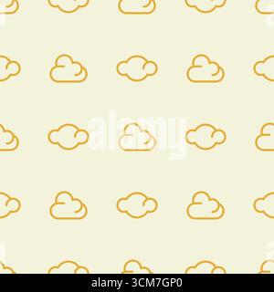 Line Cloud Seamless Pattern Design Stock Vector
