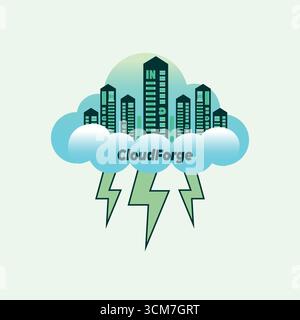 CloudForge Business App Icon | SaaS & CRM UI Symbol Stock Vector