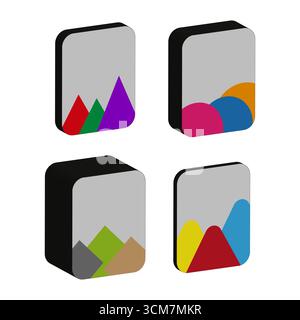 Isometric bar graphs. Abstract data representation. Colorful chart symbols. Business vector illustration. EPS 10. Stock Vector
