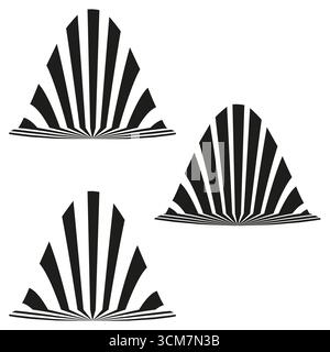 Abstract sunburst elements. Radial ray shapes. Geometric motion Vector. Graphic design components. EPS 10. Stock Vector