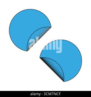 Blank sticker template. Blue paper emblems. Round label Vector. Adhesive surface symbols. EPS 10. Stock Vector