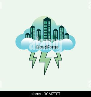 CloudForge Business App Icon | SaaS & CRM UI Symbol Stock Vector