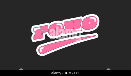 FOMO acronym retro pink social media phrase Stock Vector