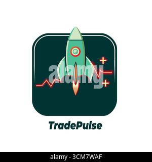 Trade Pulse Business App Icon - Modern Finance Symbol Stock Vector