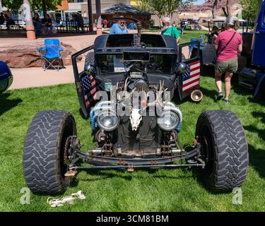 A 1931 Ford Rat Rod in the Moab Rotary Car Show in Moab, Utah. Stock Photo
