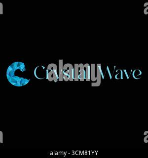 Modern Crystal Wave logo featuring a faceted blue wave, symbolizing clarity, flow, and innovation Stock Vector