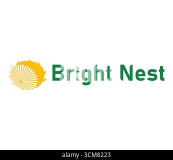Bright Nest logo featuring an abstract sun icon, clean and modern, perfect for businesses. Stock Vector