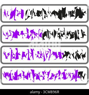 Purple sound waves. Audio equalizer display. Abstract waveform symbols. Vector graphic elements. EPS 10. Stock Vector