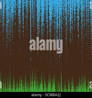 Abstract pixel rain. Vertical line pattern. Blue brown background. Vector digital effect. EPS 10. Stock Vector