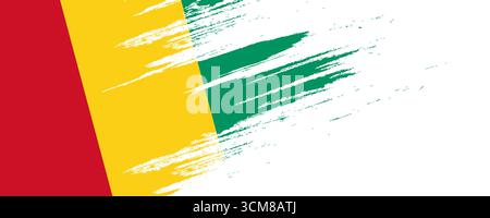 Guinea Flag in Hand-Painted Brush Style Isolated on White Background Stock Vector