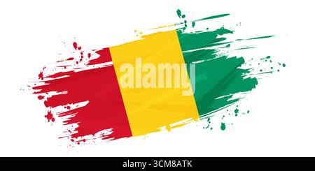 Flag of Guinea in Brush Paint Style on White Background Stock Vector