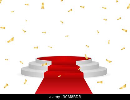 Stage Podium with Red Carpet. Winner Podium. Award Ceremony or  Event Exhibition . Vector Illustration. Stock Vector
