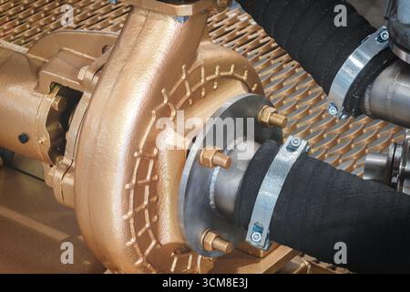 Industrial high-pressure water pump for cold water supply. Stock Photo