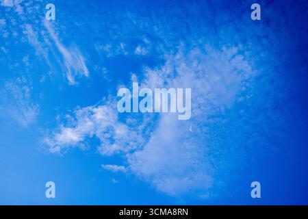 Beautiful blue sky with white clouds, natural abstract background Stock Photo