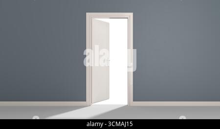 3d Open white door transparent background Stock Photo