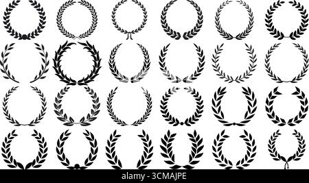 Laurel Wreath Icons for Victory, Award, and Achievement Symbols Stock Vector