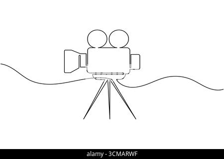 Video camera continuous one line drawing of great for film, media, and video production concepts Stock Vector