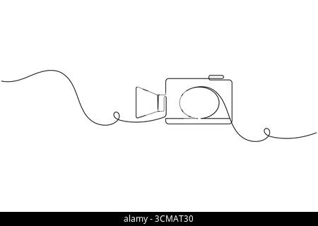 Video camera continuous one line drawing of great for film, media, and video production concepts Stock Vector