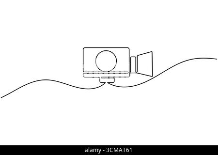 Video camera continuous one line drawing of great for film, media, and video production concepts Stock Vector