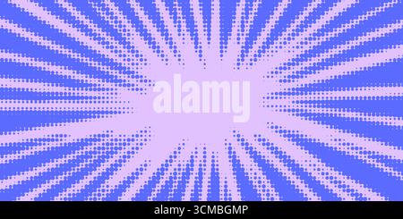 Comic speed effect background with purple halftone rays on light violet. Speed effect background in anime manga cartoon style for posters, stickers Stock Vector