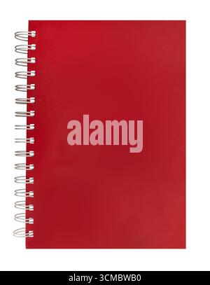 Blank Cover Red note book with White ring spine, Mock up isolated on a white background with Clipping Path for design element or commercial advertisin Stock Photo