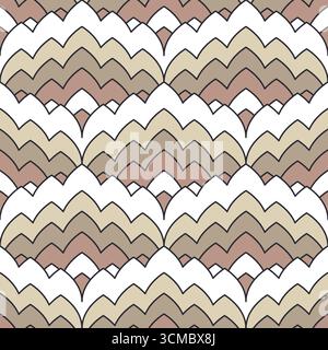 eamless pattern with monochrome brown and beige geometric flame stitch Stock Vector