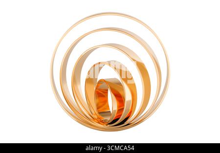 Golden concentric rings, abstract 3d geometry. 3D rendering isolated on white background Stock Photo