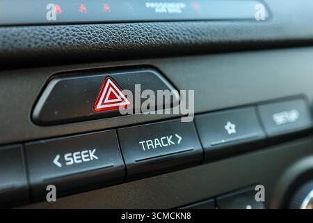 Emergency button in a car close-up. Stock Photo