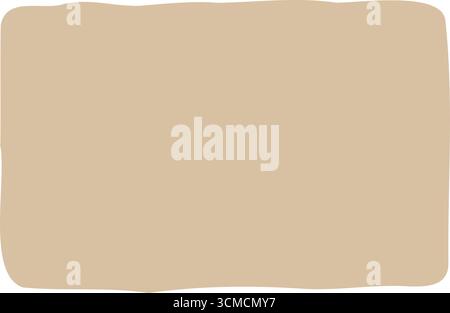 Beige rectangle shape element isolated on white background. Minimalistic light brown abstract rounded vector illustration, soft organic edges. Neutral Stock Vector