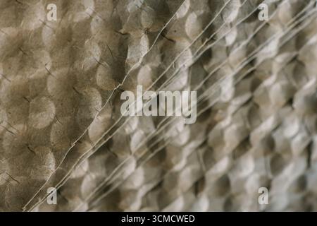 Eco-friendly honeycomb craft paper as background, top view. Stock Photo