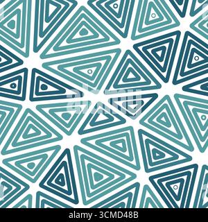 Mosaic triangles shapes background. Multiple repeated inner triangles. Big shape size. Multiple colors style. Seamless pattern. Creative vector tiles. Stock Vector