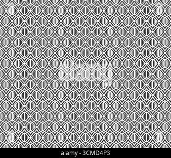 Hexagonal pattern background. Bold stacked rounded hexagons mosaic cells. Hexagon cells. Seamless tileable vector illustration. Stock Vector
