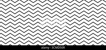 Repeated horizontal zigzag lines of different thicknesses. Black and white zig zag pattern background. Parallel jagged stripes texture. Minimalistic Stock Vector